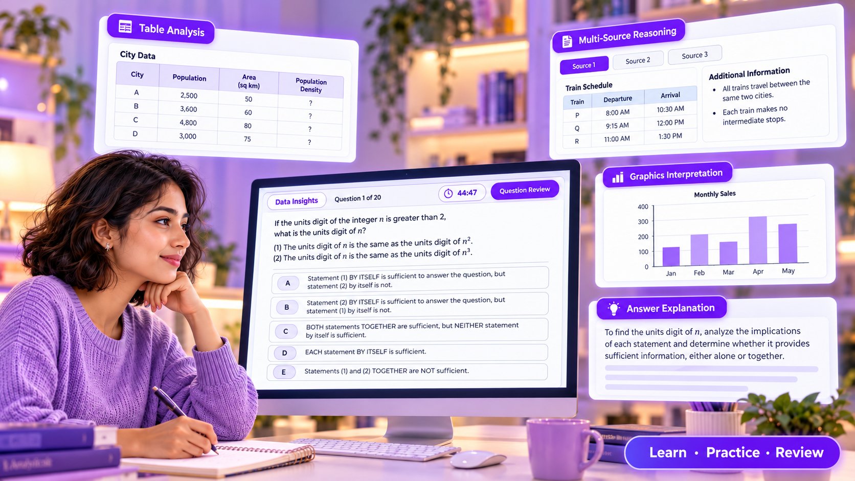 MKS GMAT Data Insights study and practice visual