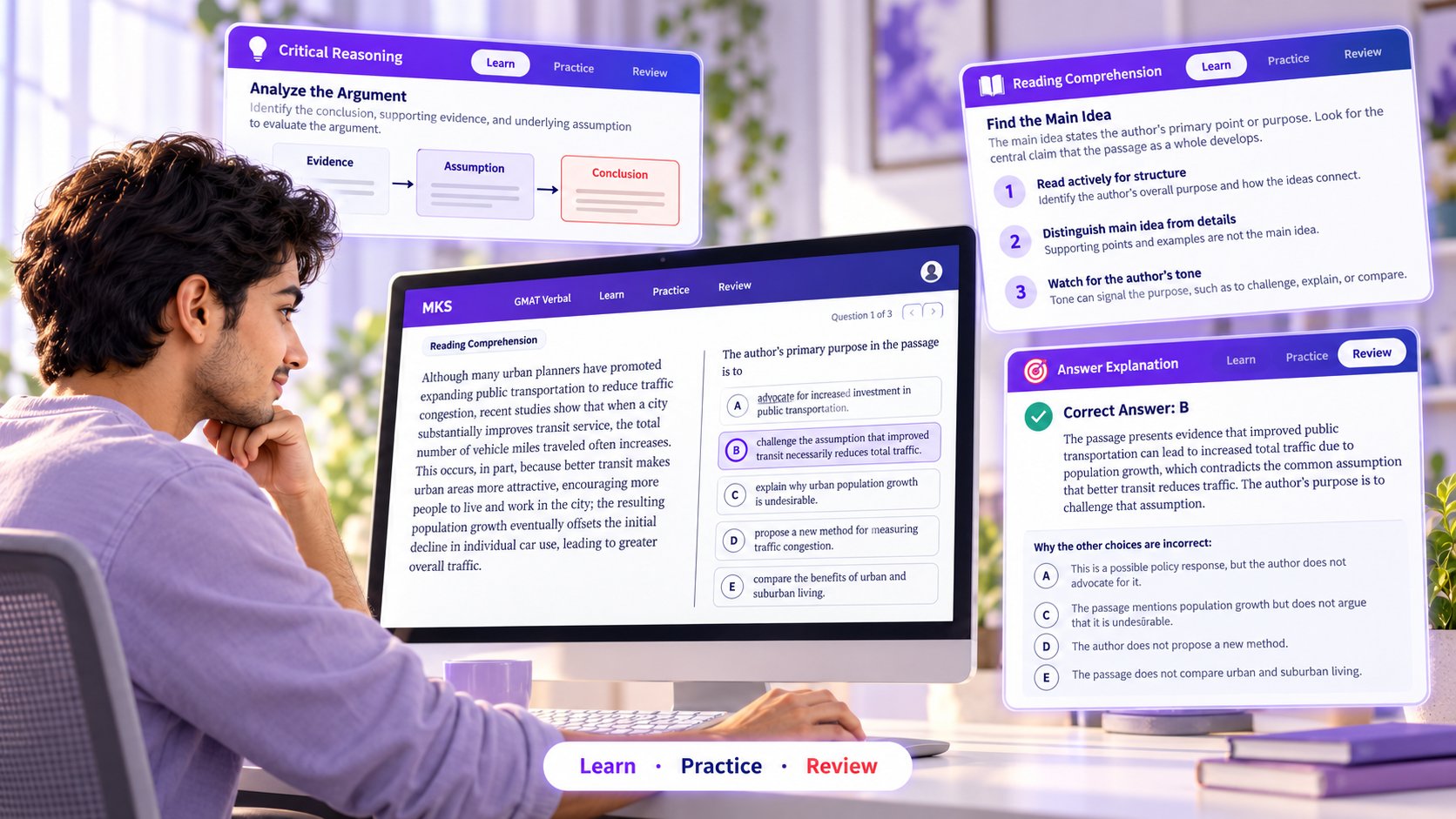 MKS GMAT Verbal study and practice visual